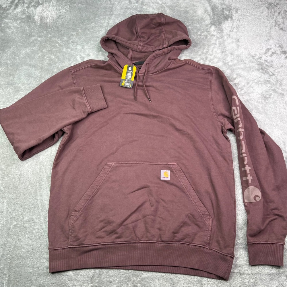 Carhartt Relaxed Fit French Terry Midweight Hoodie Mens Medium Burgundy New